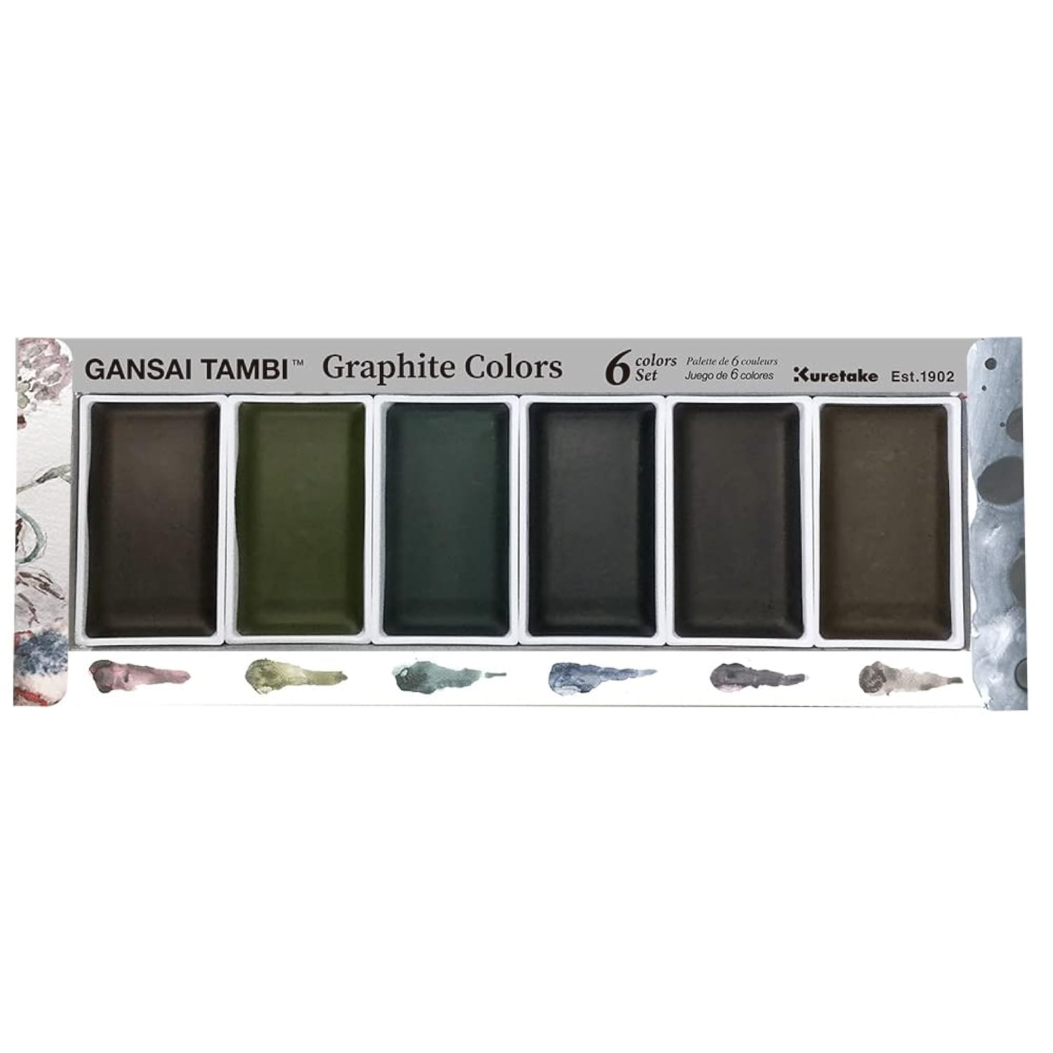 Kuretake Gansai Tambi 6 Color Set-Deep Graphite -MC20GR6V