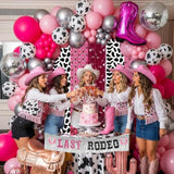 Cowgirl Last Rodeo Bachelorette Party Hot Pink Silver Balloon Arch Disco Boots Banner