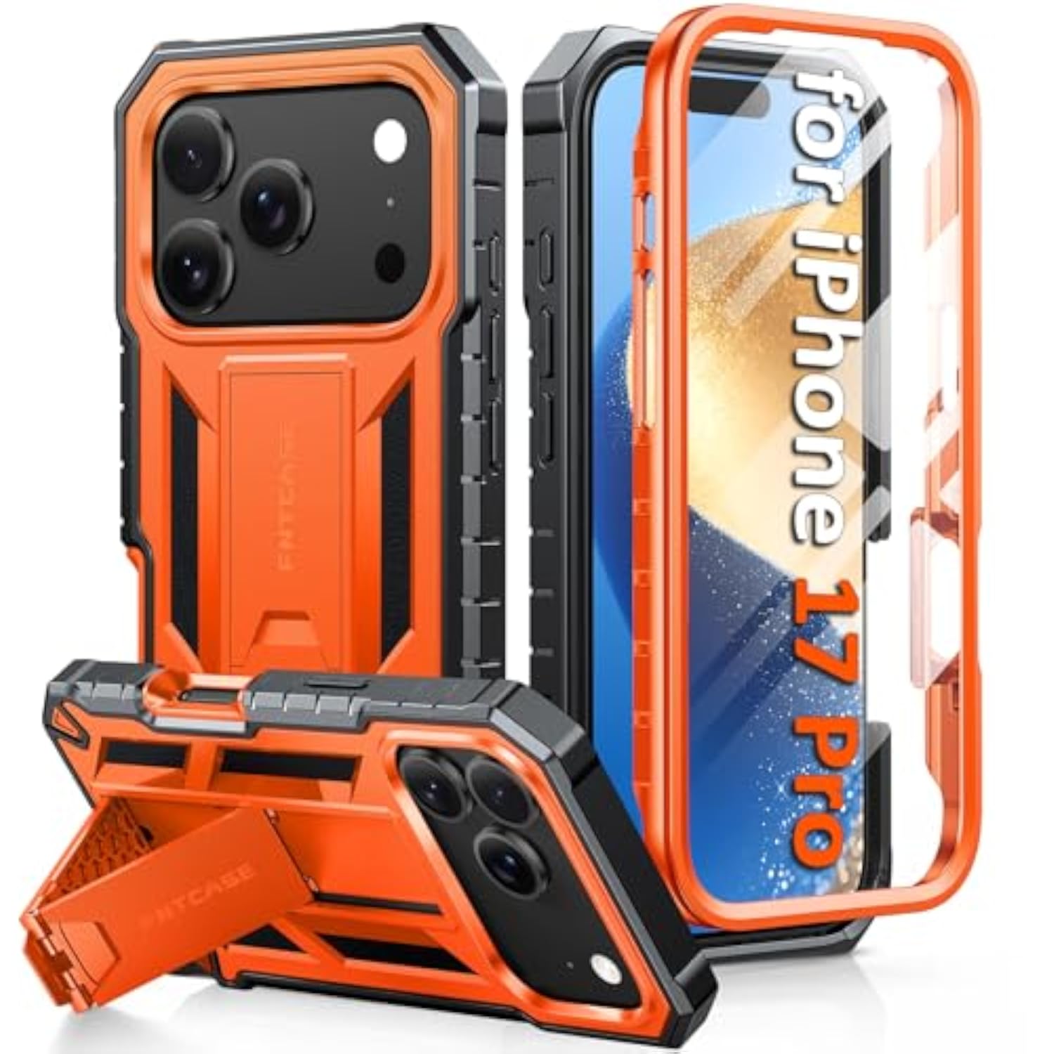 iPhone 17 Pro Premium Case with Built-in Screen Protector and Kickstand