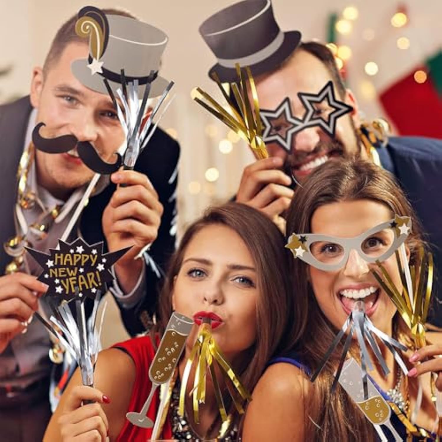 72pc New Year’s Eve 2026 Noise Makers 36 Gold 36 Silver Glitter Party Blowers