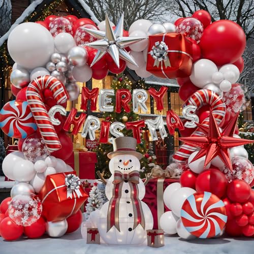 Christmas Balloon Garland Arch Kit, with Merry Christmas Banner Balloon
