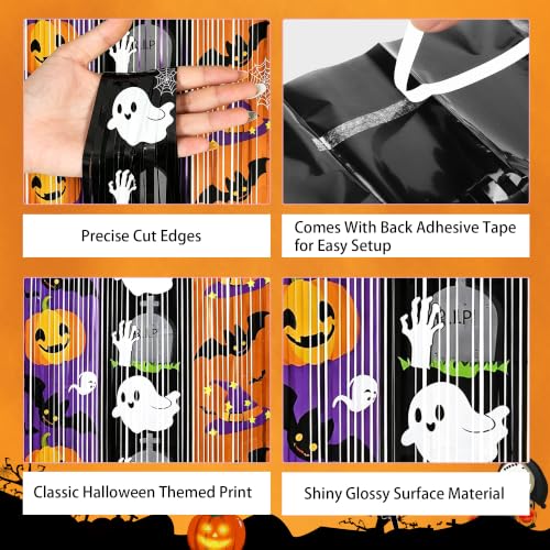 2PCS Halloween Metallic Foil Fringe Curtains Backdrop Streamers Decor