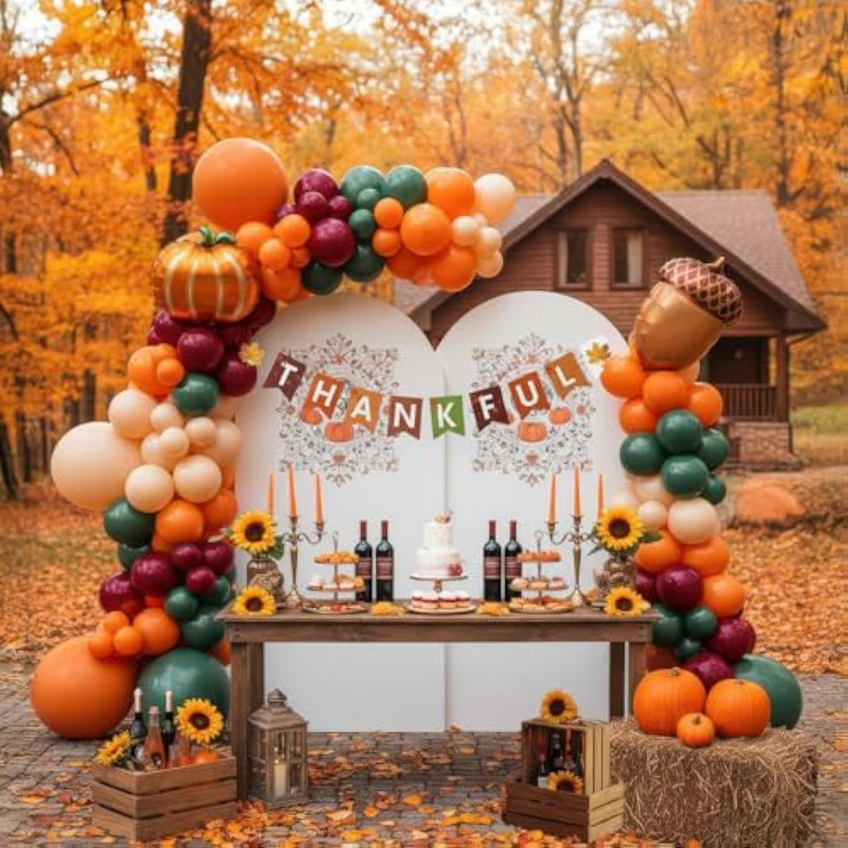 Fall Thanksgiving Balloon Garland Arch Kit Sage Green Red Orange for Baby Shower