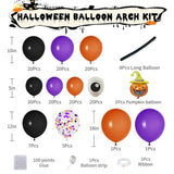 Halloween Balloon Arch Garland Kit Black Orange Purple Confetti Pumpkin Balloons Party Decor