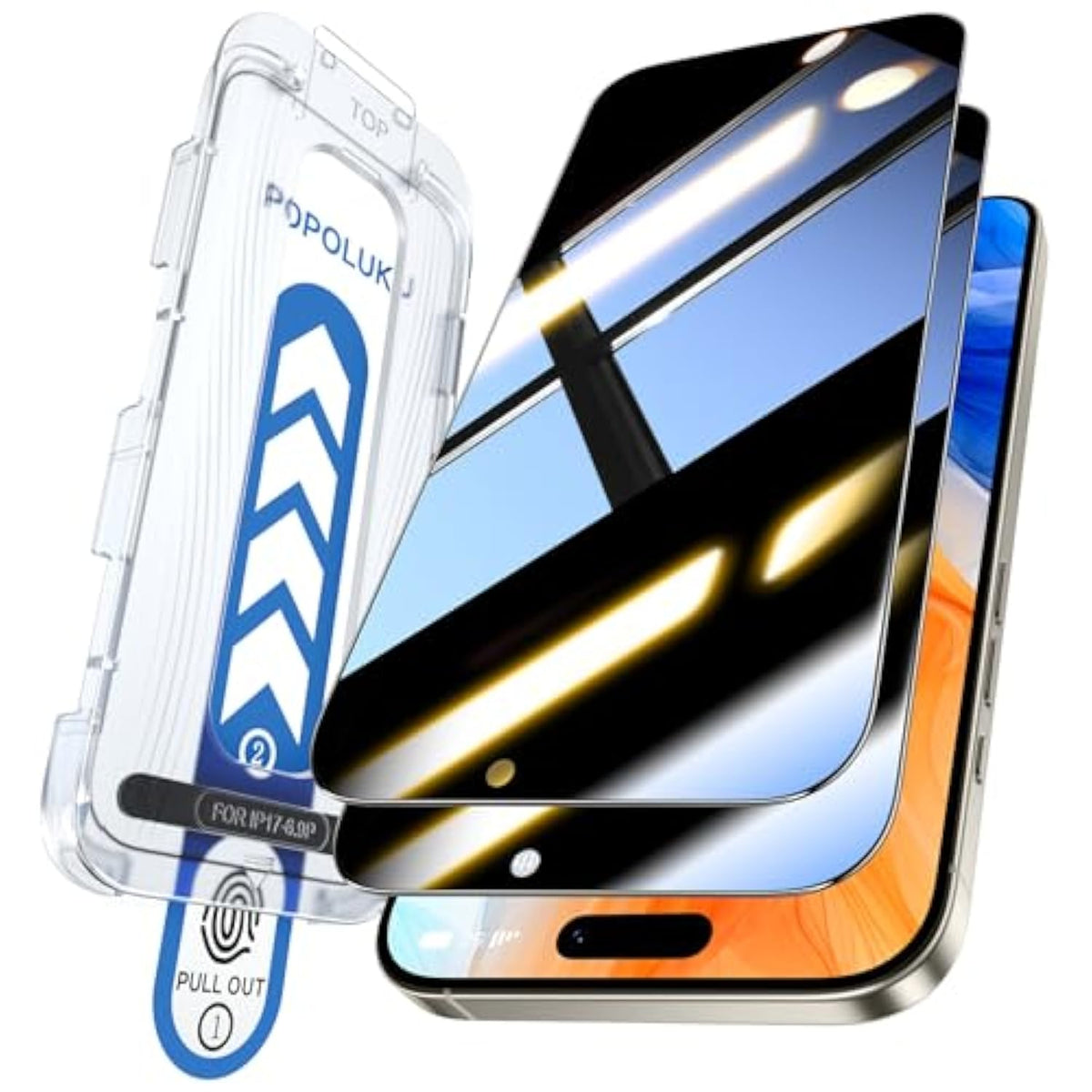 9H+ Military-Grade Tempered Glass For Iphone 17 Pro Max Privacy Screen Protector [25° Anti Spy & Longest Durable ] Shatterproof Hd Clear, Easy Install, Bubble Free, 2 Pack