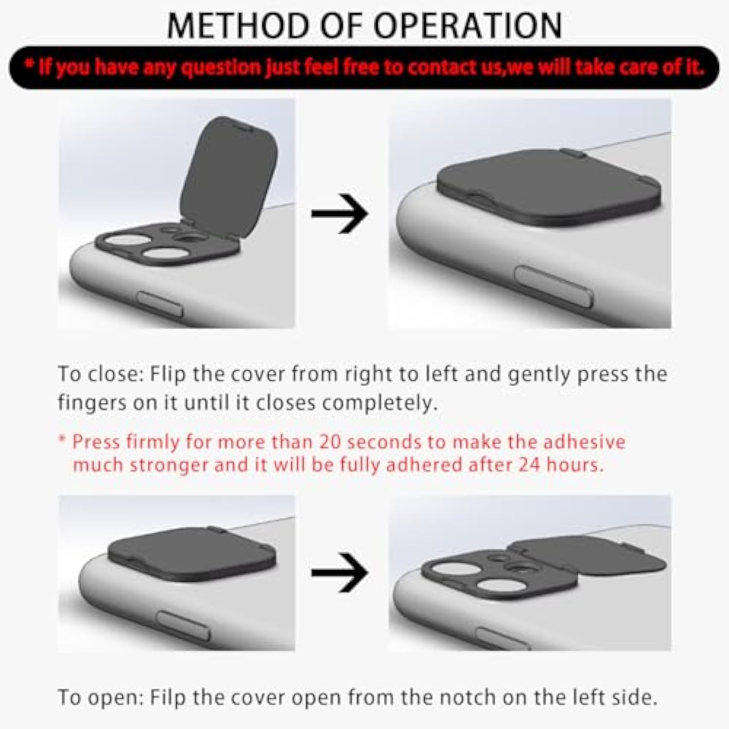 Phone Camera Lens Cover Compatible for iPhone 11, Camera Lens Protector for Privacy and Security, Strong Adhesive, 2 Pack