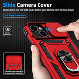 Military-Grade Rugged Heavy Duty Protective Phone Case for iPhone 13 6.1 inch Red