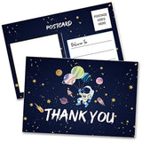 Birthday Thank You Postcards, Outer Space Theme, Astronaut Rocket Ship Thank You Cards For Kids Girls Boys Birthday Party, Baby Shower Party, Set Of 20 (A04)