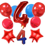 Spider Hero 4th Birthday Decor with 32" Number Balloon, Spider Balloons & Candle