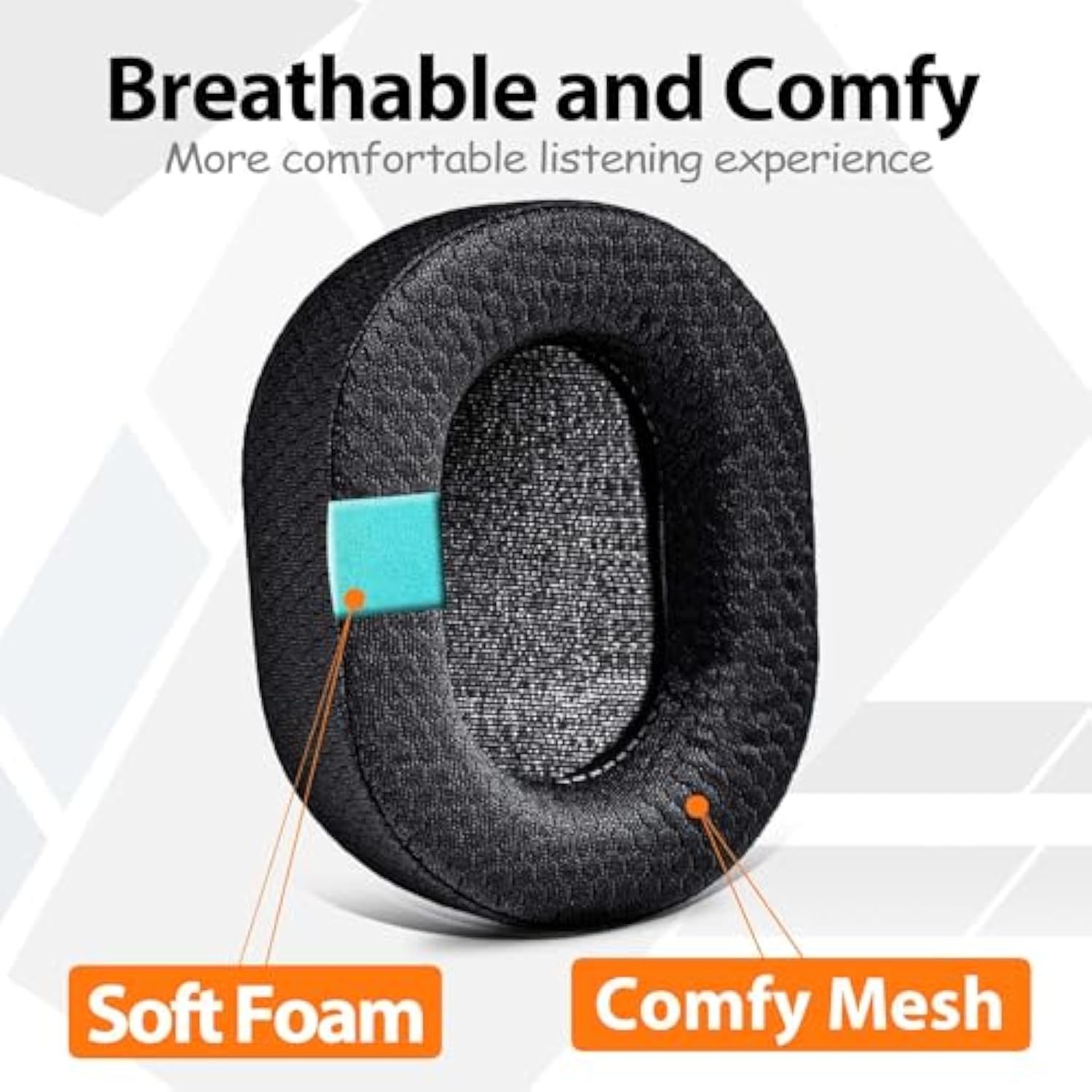 Ath M70X Ear Pads - Replacement Ear Cushion Compatible With Ath-M70X Headphones I Thicker Memory Foam (Breathable Mesh)