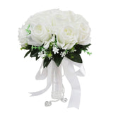 Wedding Bouquet Rose Bride Flower Bridal Bouquets, Artificial Flower White Rose Wedding Bouquets For Bride Bridesmaid Bouquet Bride Bridesmaid Holding Flower Wedding Bouquet Gifts