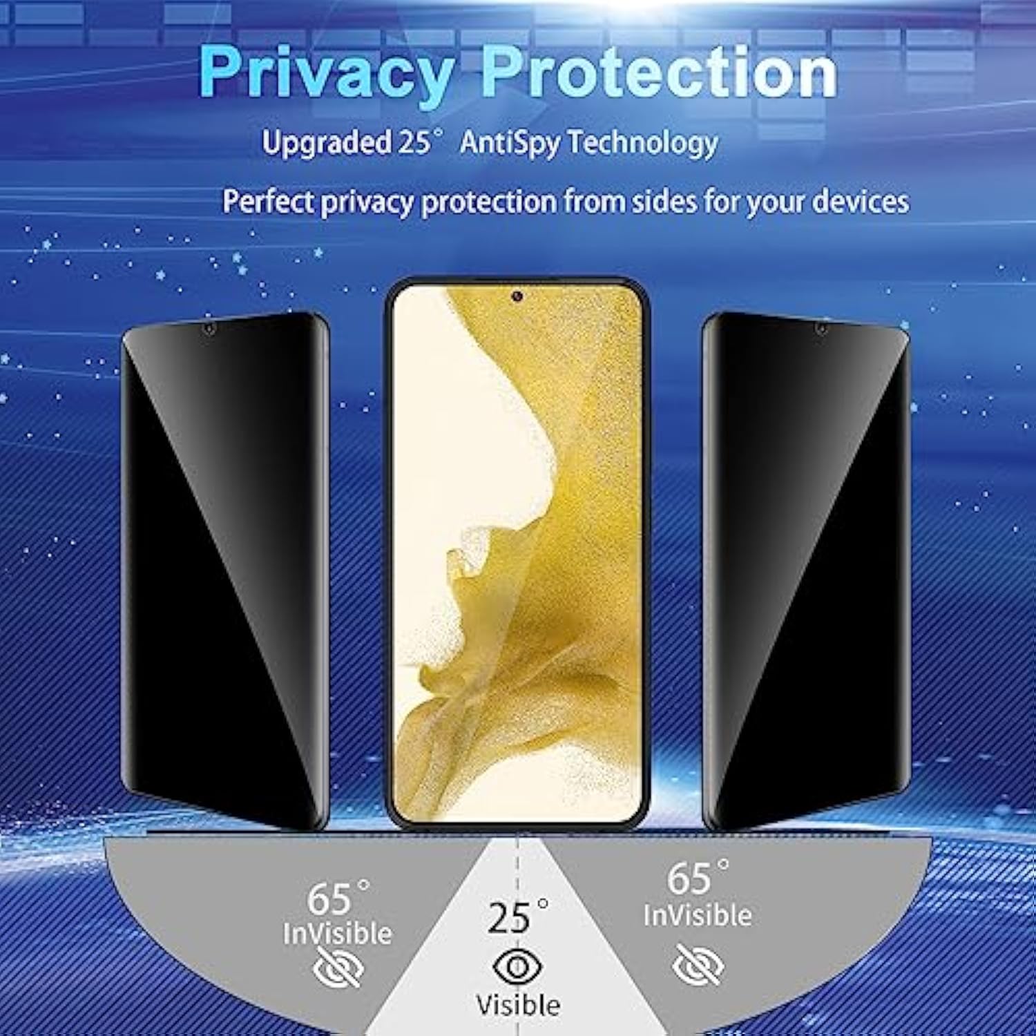 [2+2 Pack Privacy Screen Protector Compatible With Galaxy S22 5G, 2 Tempered Glass With 2 Camera Lens Protectors - Hd Clear - Bubble-Free - Anti-Spy - Scratch Resistant