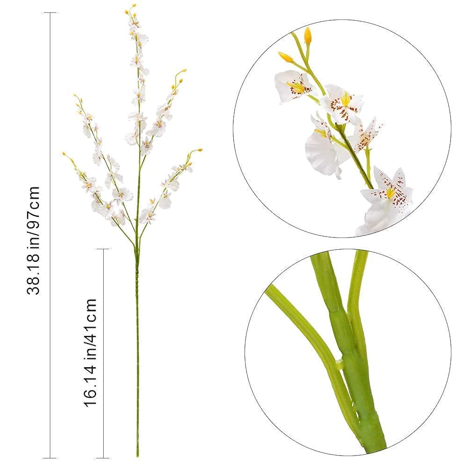12Pcs White Artificial Orchids Flowers, Fake Dancing Orchids Bouquet Silk White Faux Bouquet For Diy Indoor Outdoor Wedding Party Home Kitchen Office Decoration