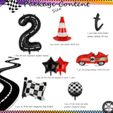 Two Fast Birthday Party 2Nd Racing Vintage 40 Inch Racetrack Number Balloons 2 Black Two Fast Letter Banner Balloon Race Car Racing Theme Birthday Party Decor Set