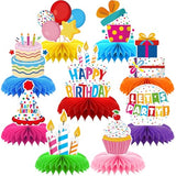 9 Pieces Happy Birthday Decorations Set,3D Table Toppers Double Sided Stand Cards ,Colorful Birthday Themed Honeycomb Centerpiece. (birthday)