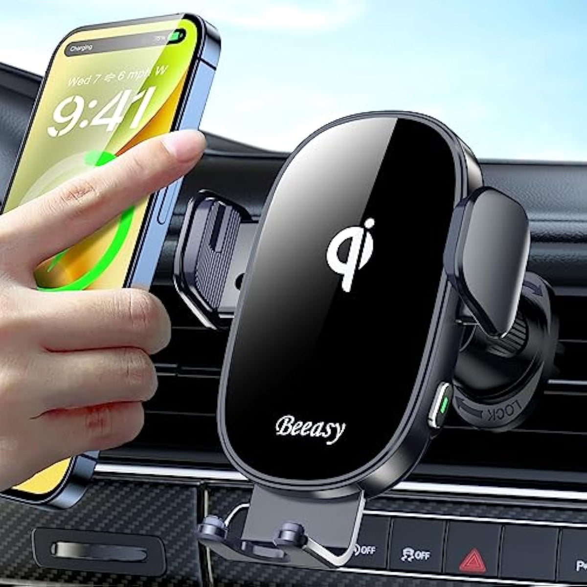 15W Mobile Phone Holder Car With Charging Function-Wireless Charger Car Automatic Qi Inductive Charging Station Car-Mobile Phone Holder Car Charger Ventilation For Iphone Samsung Huawei Lg Etc