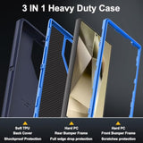 For Samsung Galaxy S24 Ultra Case With 2Pcs Tempered Glass Screen Protector And 1Pcs Camera Lens Protector, 3 In 1 Heavy Duty Shockproof/Drop Proof/Dust Proof Case (Navy Blue)