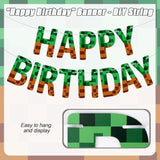 Miner Theme Happy Birthday Banner for Party Decor, Wall, Window & Photo Props
