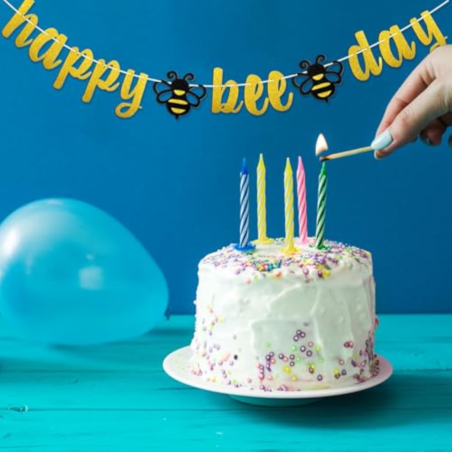 Gold Glitter Happy Bee Day Banner Bumble Theme Shower Decorations Bee Themed Parties Decor Gift For Engagement Party Decor Happy Birthday Parties Decorations