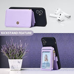 Phone Wallet Stick On, Credit Card Holder For Women Attachable 3M Sticker,Phone Card Holder Compatible With Iphone 14 Pro Case And Most Smartphones (Purple)