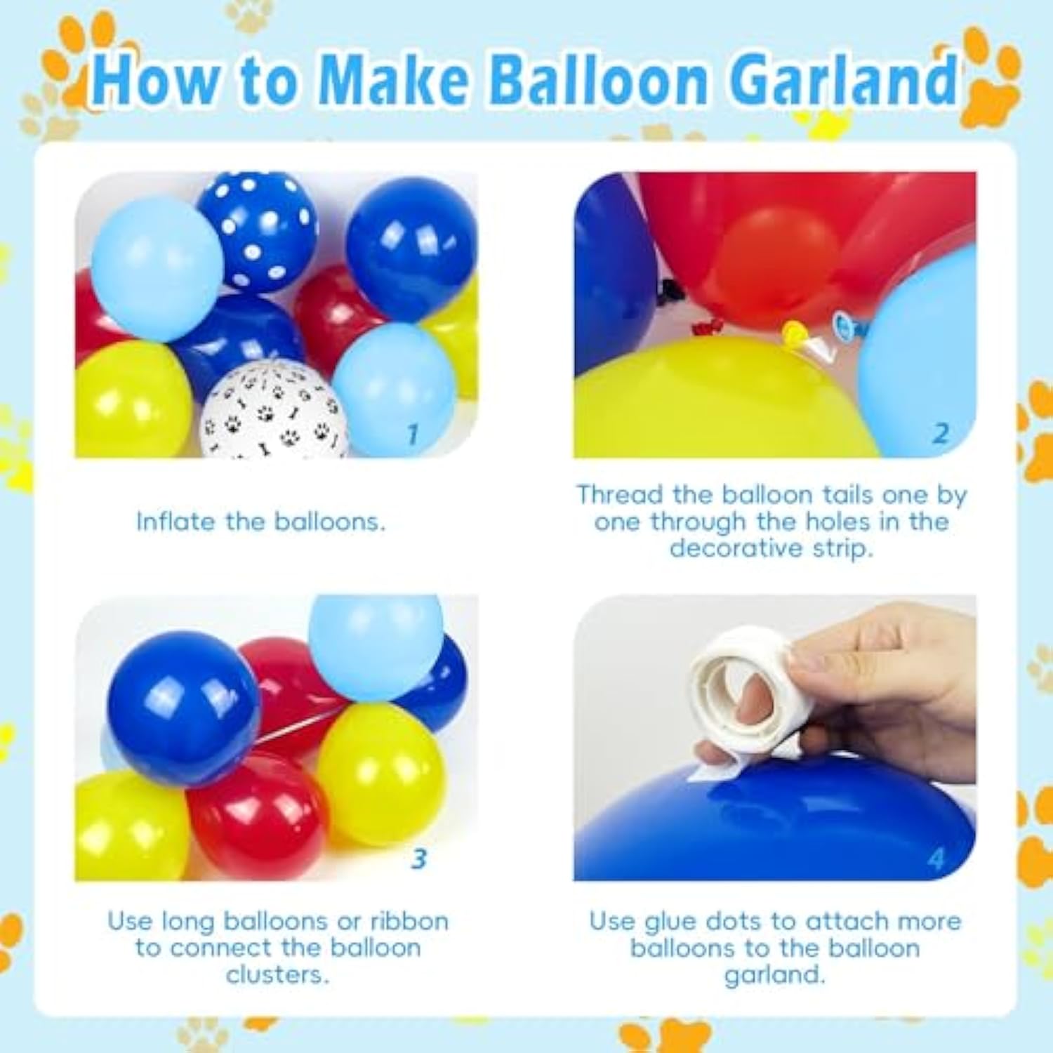 152PCS Paw Print Balloon Arch Kit with Dog Bone Foil Balloons for Baby Shower