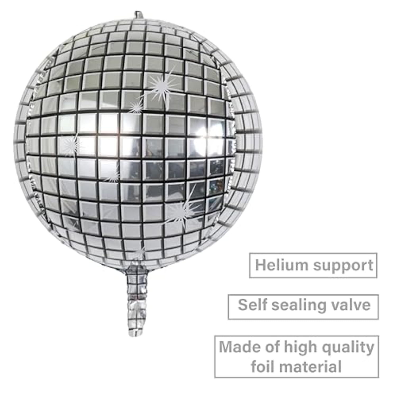 6-Pack 22 Inch Silver 4D Disco Ball Balloons 90S Dancing Queen Party Decor