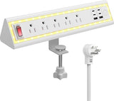 Desk Clamp Power Strip 5 Outlets 6 USB Ports 4 USB C 40W Fast Charging 6FT Extension Cord