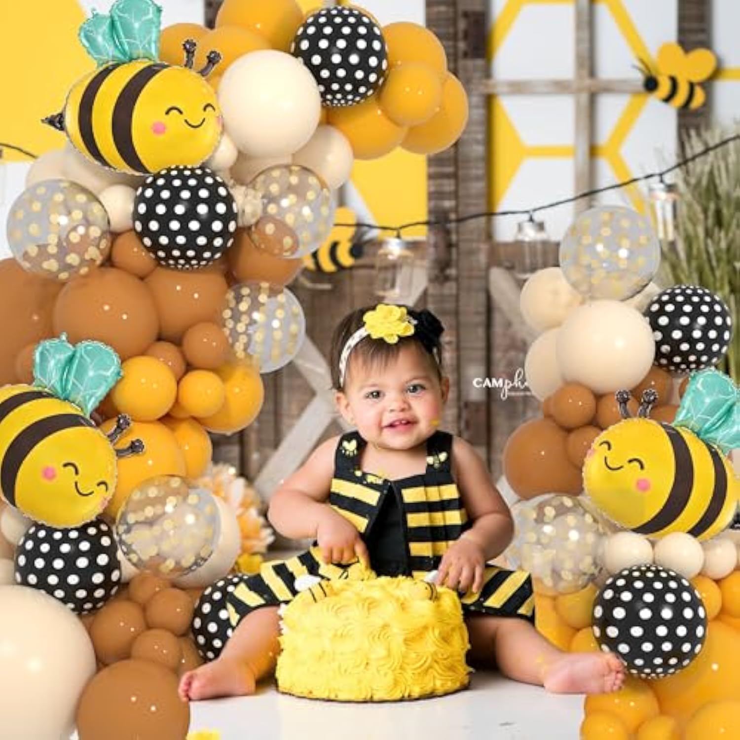 Bumble Bee Balloon Garland Kit,Yellow Coffee Black And Beige Bee Balloon Arch For Sweet Honey Bee Baby Showers,Gender Reveal Mama To Bee Party Fall Wedding Birthday Party Supplies