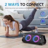 Portable Bluetooth Speaker With Lights, 30W Stereo Sound, Bass Boost, Ipx5 Waterproof, 20H Playtime, Built-In Mic, Speakers Bluetooth Wireless For Home, Party, Outdoor, Travel(Black)