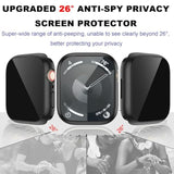 3 In 1 Waterproof Privacy Case For Apple Watch 10 With Band Black,Water Proof Face Cover Built-In Anti Spy Tempered Glass Screen Protector & Silicone Soft Bands For Iwatch Series 10 (Black, 42Mm)
