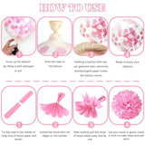53pcs Pink Birthday Kit with Banner, Balloons, Pompoms & Fringe Curtain Decor