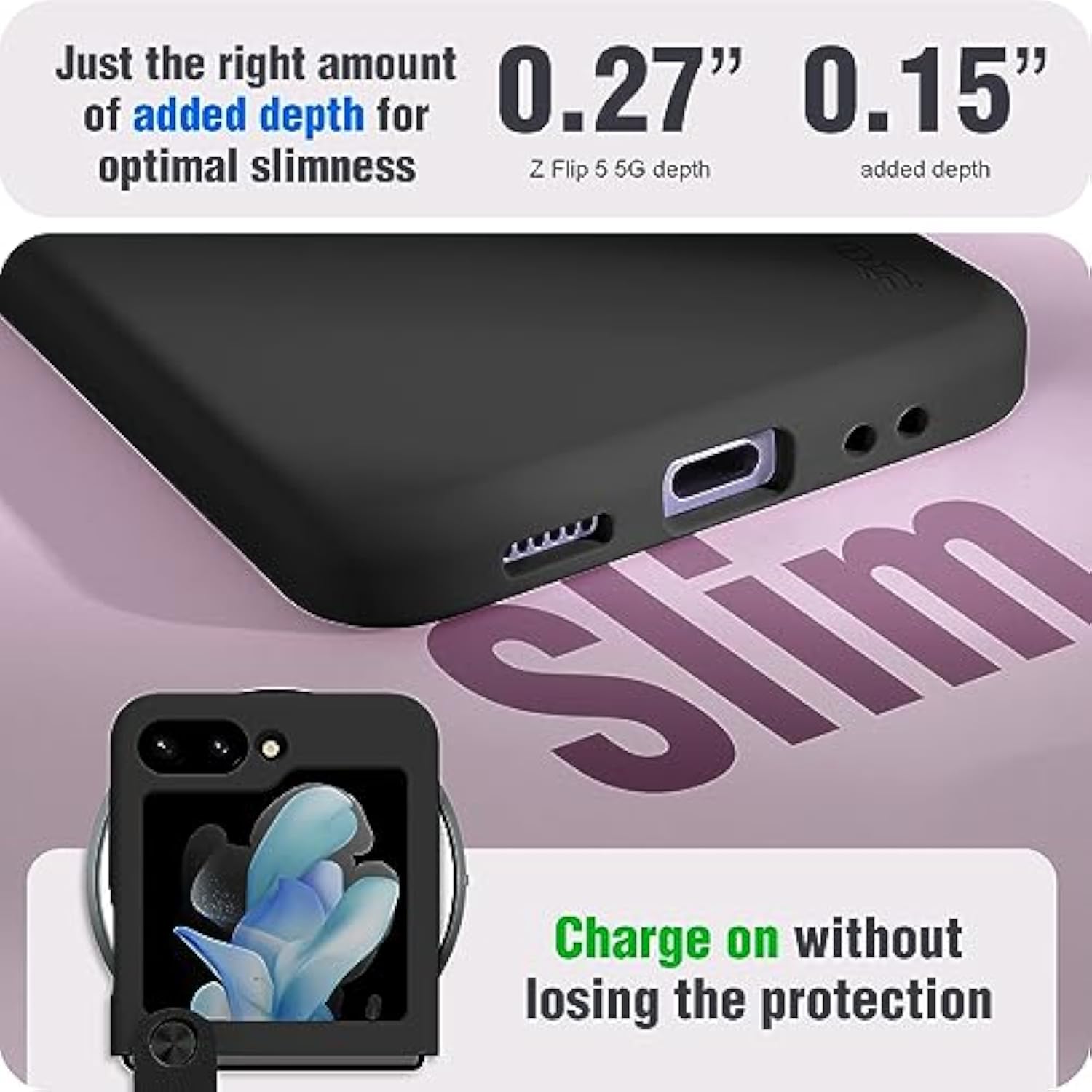 Samsung Galaxy Z Flip 4 Case Built In Slide Camera Lens Cover