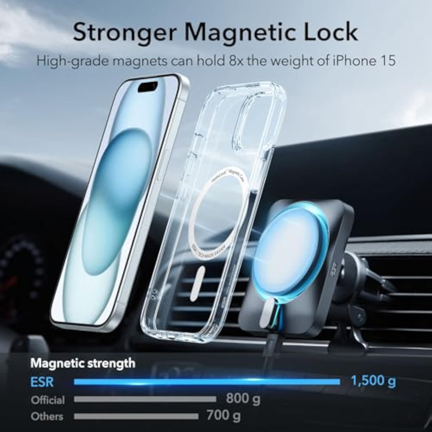 Esr For Iphone 15 Plus Case, Compatible With Magsafe, -Grade Protection, Yellowing Resistant, Scratch-Resistant Back, Magnetic Phone Case For Iphone 15 Plus, Classic Series, Clear Blue