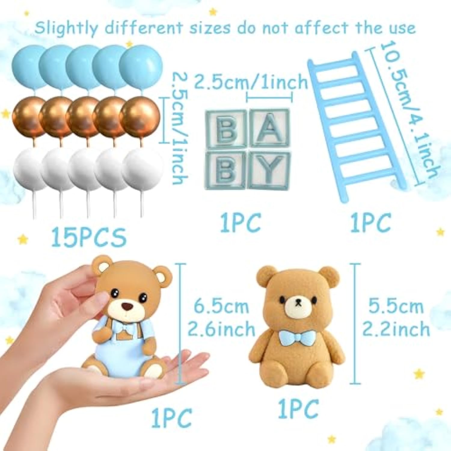 Baby Shower Cake Topper For Boy Bear Theme We Can Barely Wait Decorations Adorable Baby Boy Shower Cake Decorations With Bear Topper For Gender Reveal Newborn Celebration