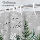 Christmas Forest Shower Curtains Merry Christmas Winter Woodland Snowman Bathroom Decor Winter Deer Shower Curtain With 12 Hooks For Xmas Home Decor 72X72 Inch