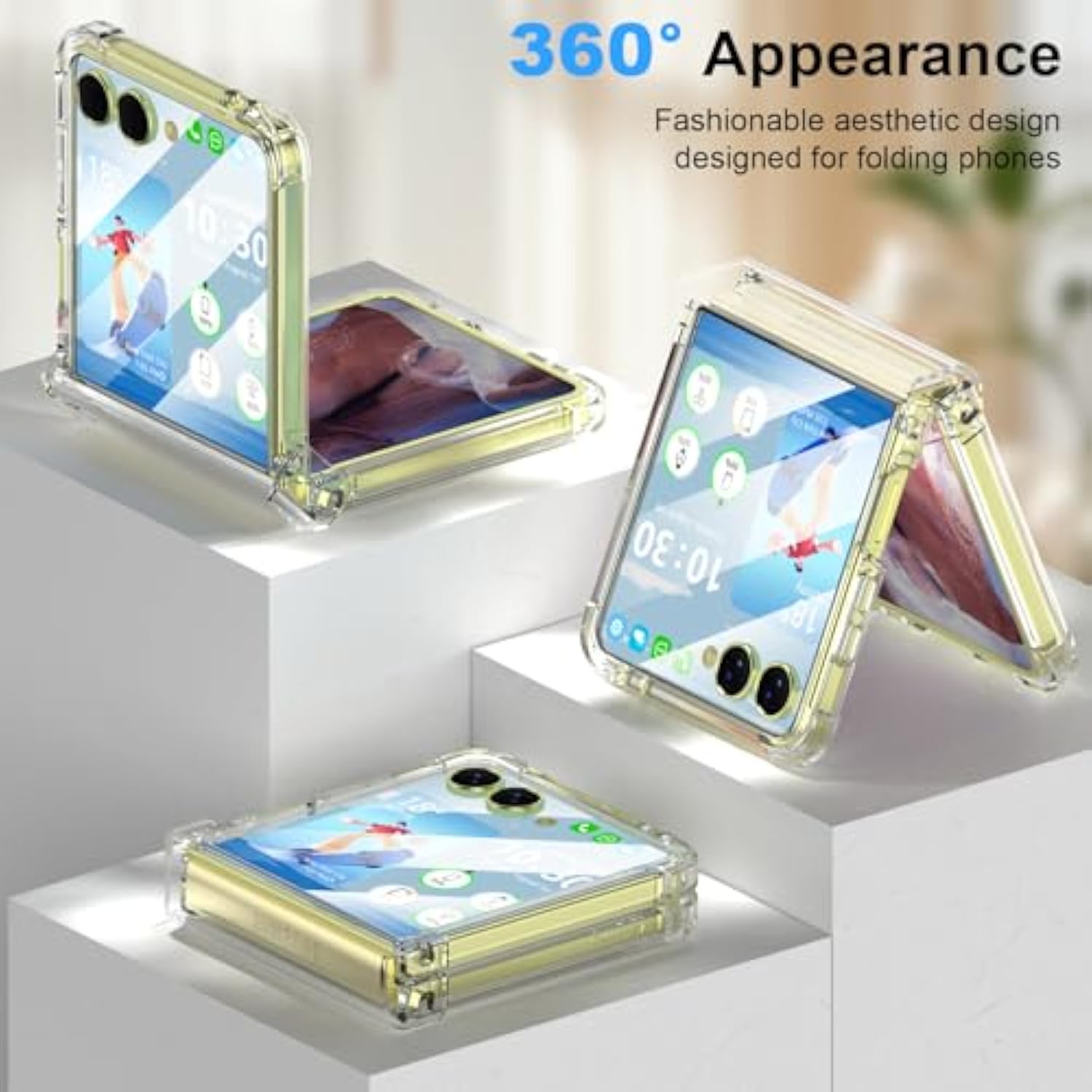 Designed For Galaxy Z Flip 7 Case Magnetic With Hinge Protection & Tempered Glass Screen Protector For Samsung Flip 7 Full Cover Phone Protection Case Clear For Z Flip 7 - Crystal