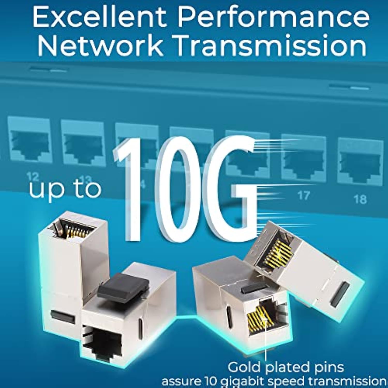 Patch Panel 24 Port Cat7 With Inline Keystone 10G Support, Coupler Patch Panel