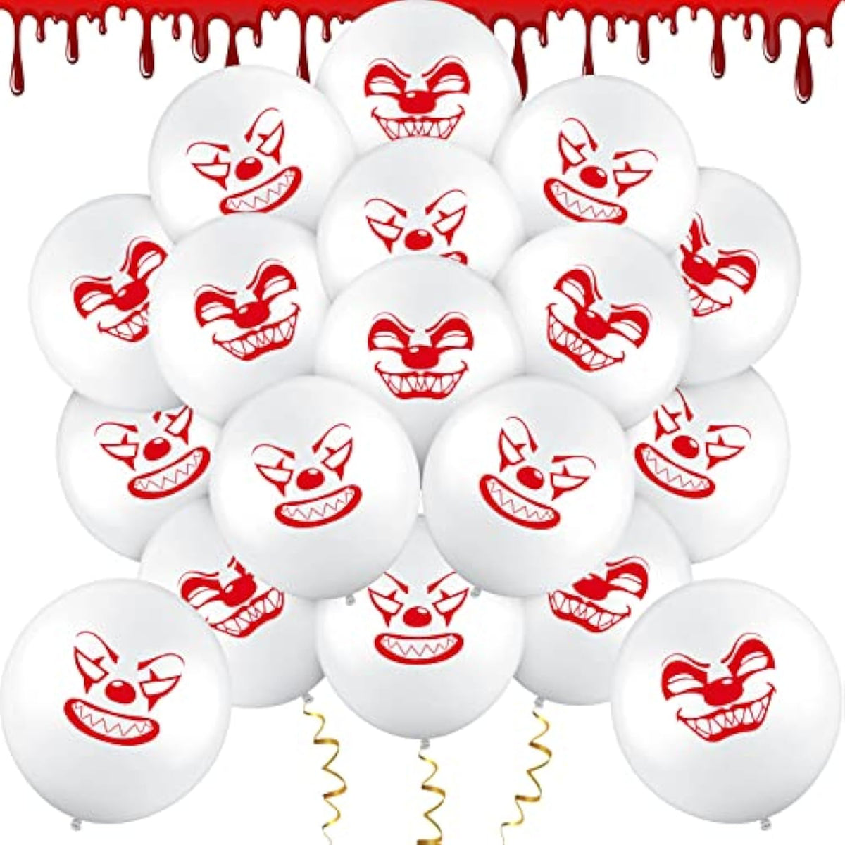 100pcs Halloween Clown Balloons, 12" Latex Scary Carnival Party Decorations