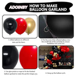 Red And Black Gold Balloons Arch Kit, 140Pcs Different Sizes Inch Red Black Gold Balloon And Confetti Party Balloon Garland Kit For Birthday, Wedding, Graduation, Anniversary, Prom Decorations