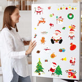 Christmas Wall Decals 124 Pieces Merry Christmas Wall Stickers Santa Snowman Winter Snowflakes Xmas Candy Stickers For Wall Window Door Bedroom Garage Home Office Decor