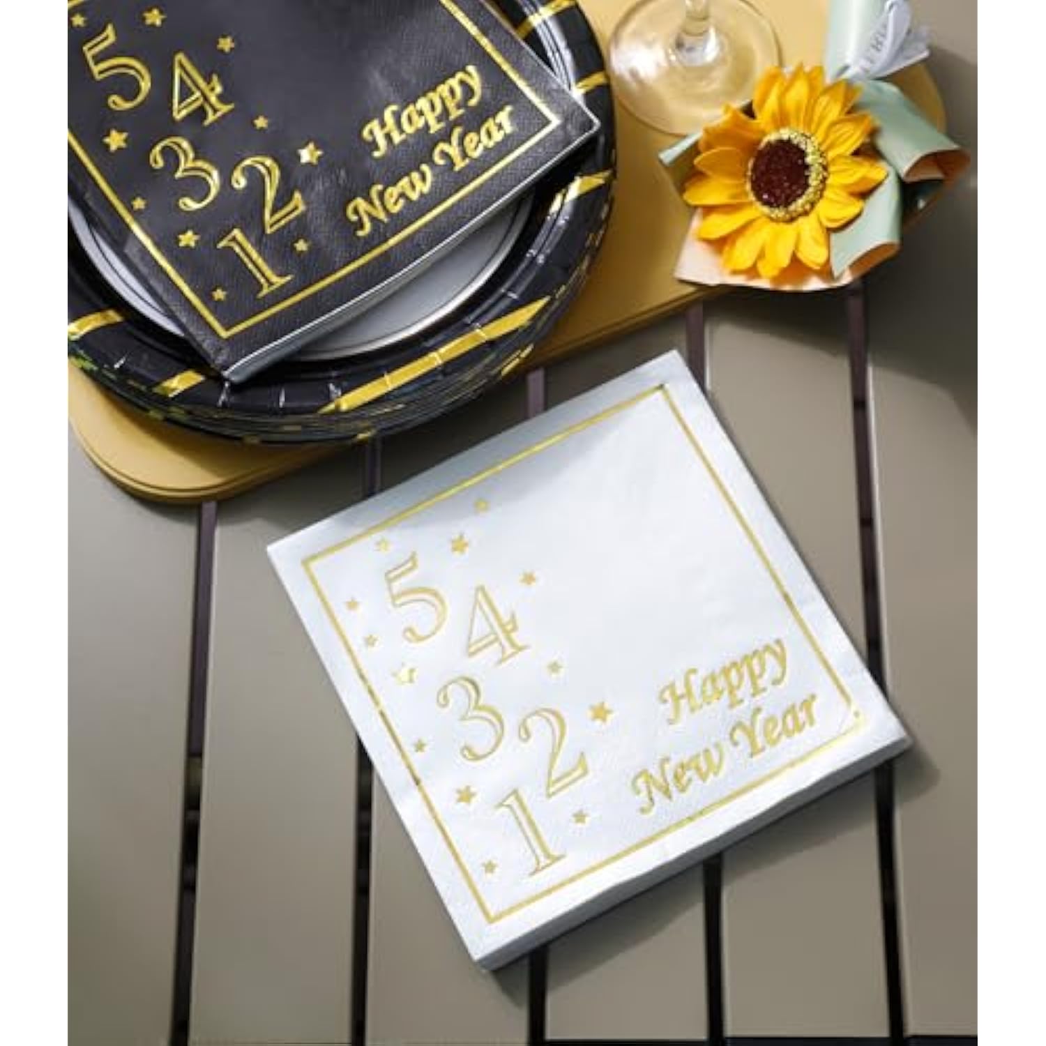 2026 New Year Plates And Napkins Party Supplies - Serves 25 - Happy New Year Eve 9 Inch And 7 Inch Plates, Napkins Ny Party Decorations Favors