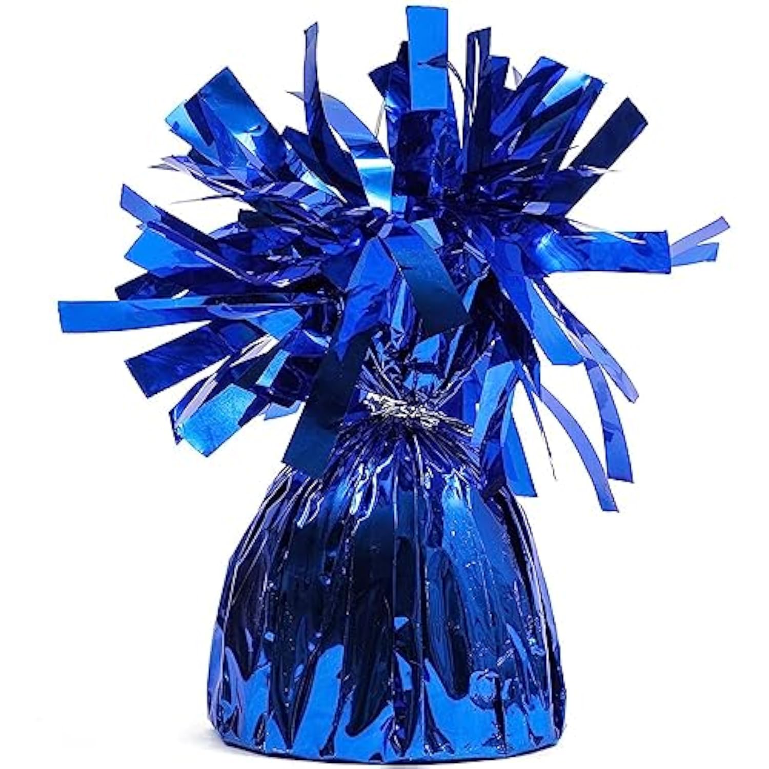 Blue Balloon Weights - 4.5 In H X 2.5 In Dia, 6 Oz, Metallic Foil, Pack Of 15 - Table Weights