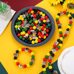 200 Pcs Juneteenth Wooden Beads Black Red Green Yellow Wooden Beads 1865 Freedom Day Wood Beads Ornaments With Hemp Rope For Juneteenth Black History Month Home Party Decor Diy Crafts, Small
