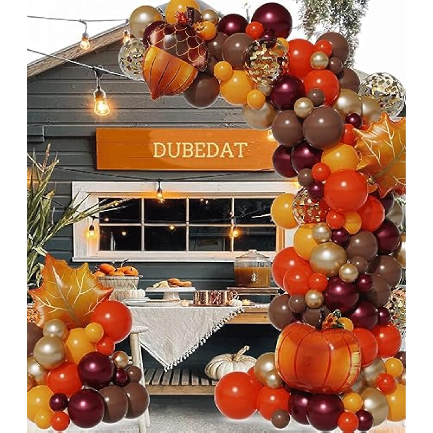 Fall Balloon Garland Arch Kit, Orange Brown Burgundy Gold Mustard Yell