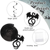 30 Pcs Dragon Party Decoration Black Swirl Foil Hanging Ceiling Decoration For Dragon Themed Birthday Medieval Themed Party, 10 Designs