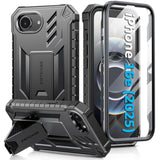 For Iphone 16E Phone Case: Military Grade Drop Proof Protection Mobile Cover With Kickstand | Matte Textured Rugged Shockproof Tpu | Protective Sturdy Iphone 16E Cases 2025 - Black