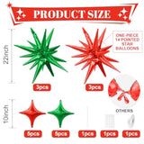 Red Green Star Balloon Kit 6 Large 10 Small Foil Balloons Party Decor