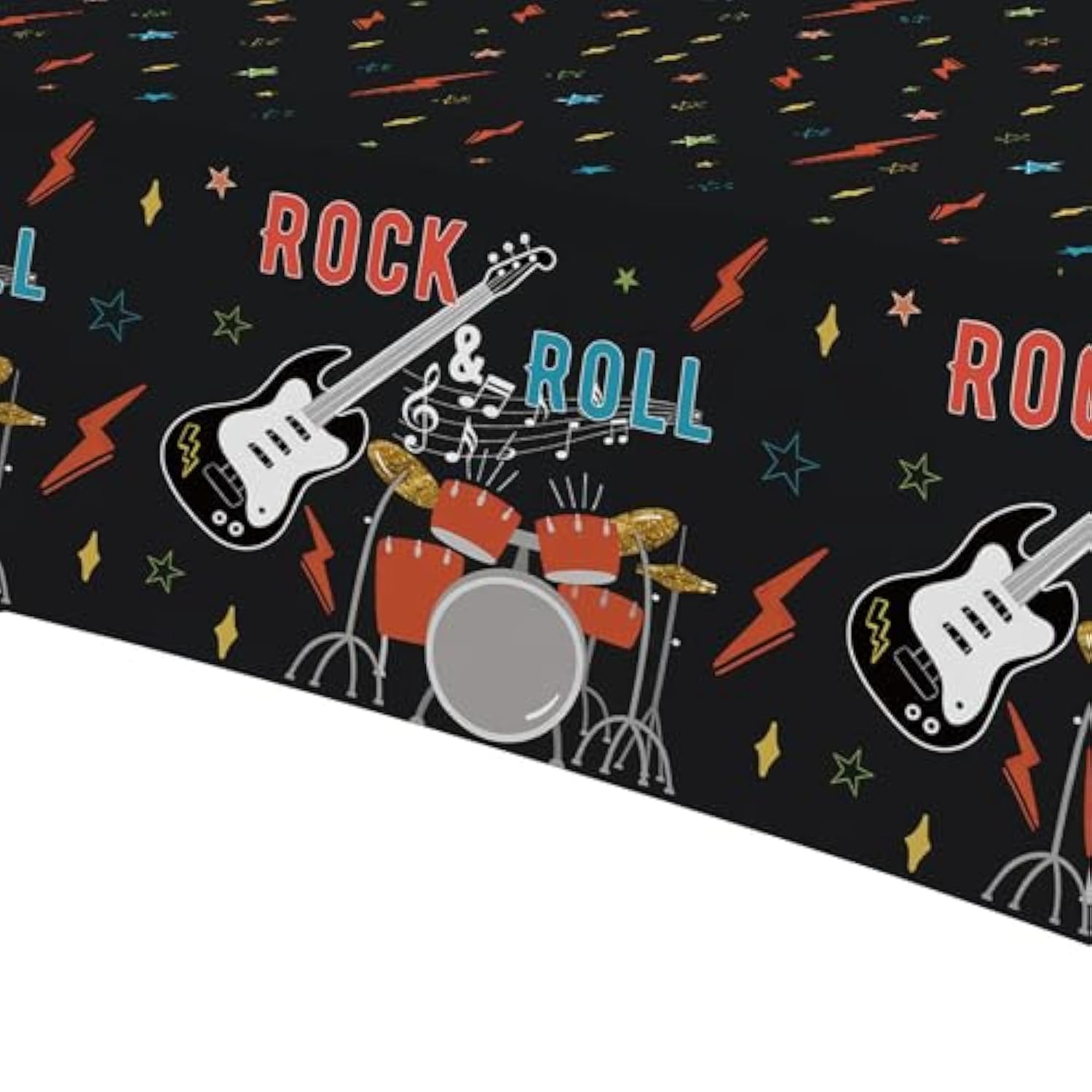 Rock And Roll Party Decorations Tablecloth, 3Pcs Disposable Rockstar Music Guitar Theme Rock N Roll Party Supplies Tablecover For Birthday Baby Shower, 86In X 55In