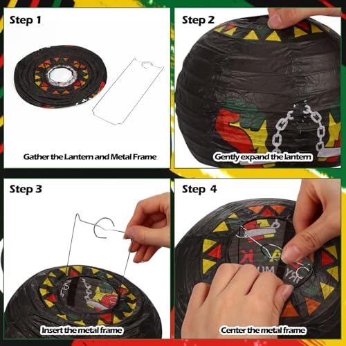 12 Pcs Black History Month Party Decorations Paper Lanterns 8 Inches Round Hanging Paper Decorations for Party Office Classroom Supplies Indoor Outdoor