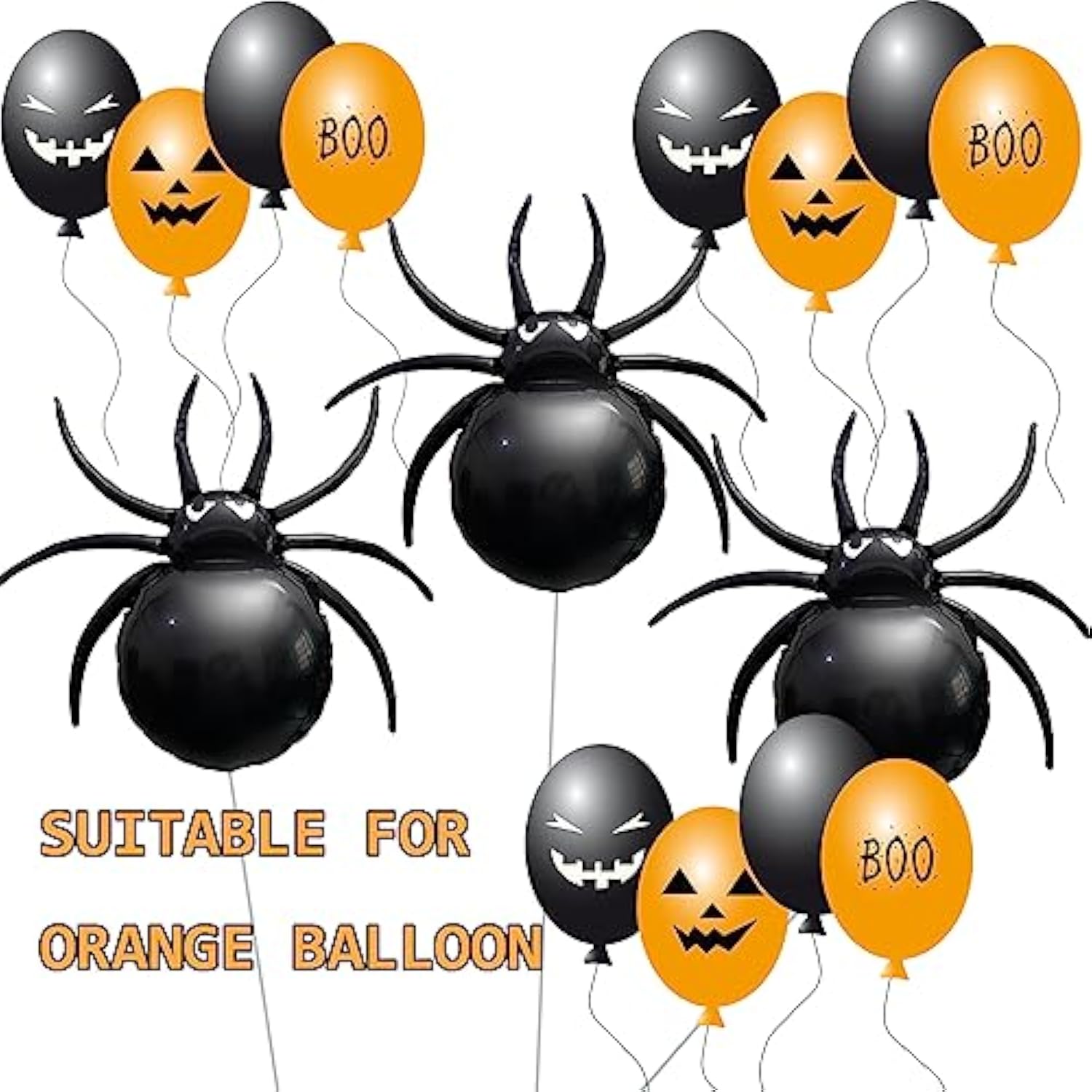 3-Piece 32.5-Inch Halloween Spider Foil Balloons for Party Decorations